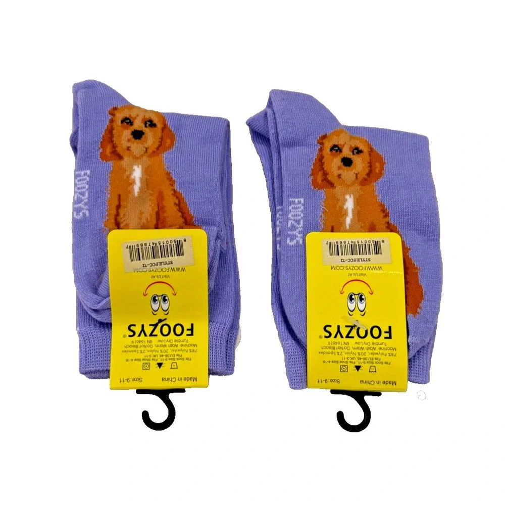 Foozys Women's Novelty Socks; 2 Pair‎ Set; Cockapoo; Purple; Women's Size 9-11